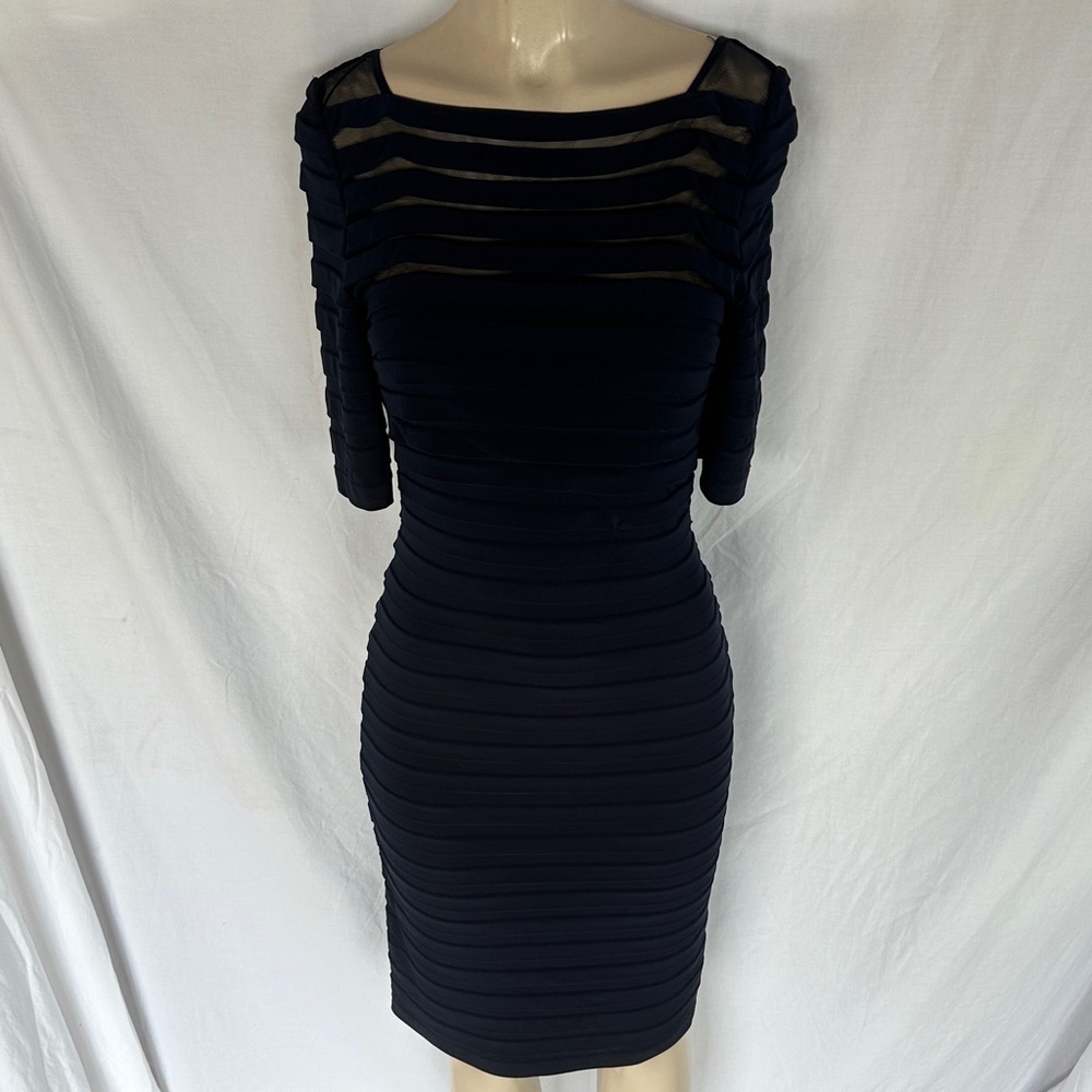 Adrianna Papell Navy 3/4  Sleeve Dress